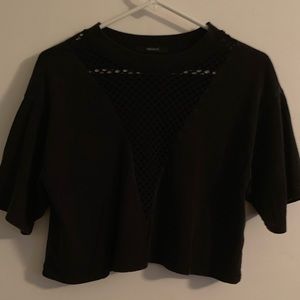 Forever 21 Black V Neck Panel Crop Top